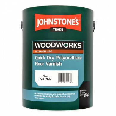 Паркетный лак Johnstone's Quick Dry Polyurethane Floor Varnish Gloss Clear Water Based